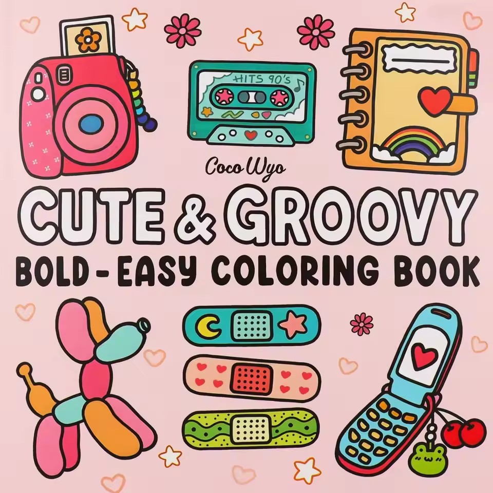 Food And Snacks Coloring Book - Lindo libro para colorear Groovy Tema