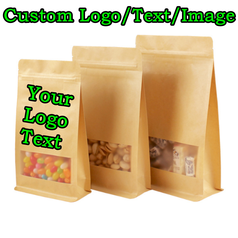 Food Snacks Logos - 50 Bolsas de Papel Kraft 3D