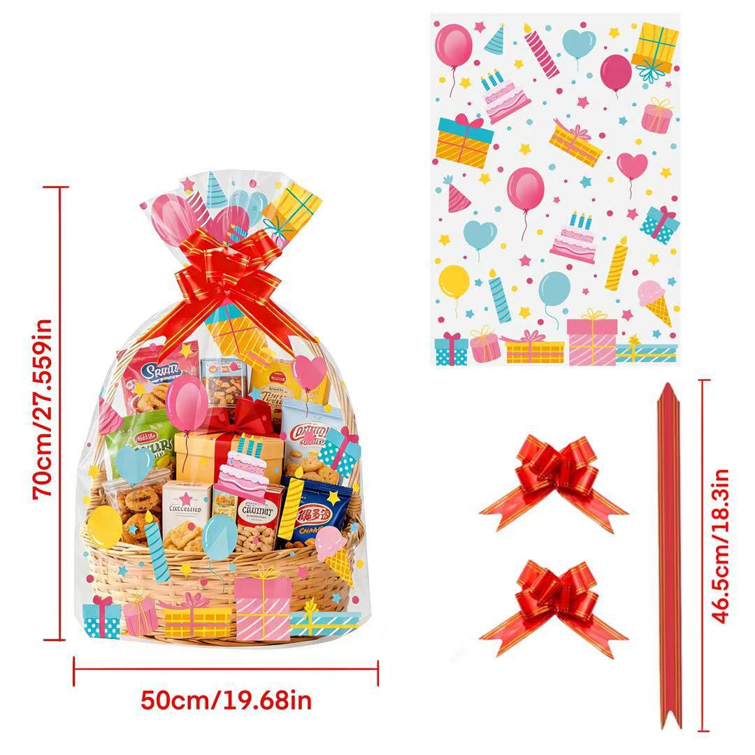 Snacks Food Hamper Basket - Paquete de 20 Bolsas de Celofán