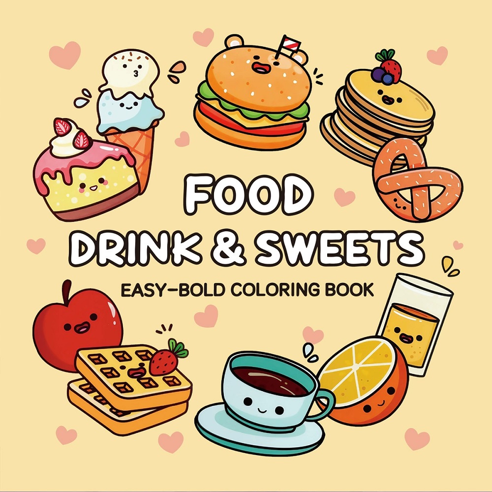 Food And Snacks Coloring Book - Libro para colorear de comida, bebidas