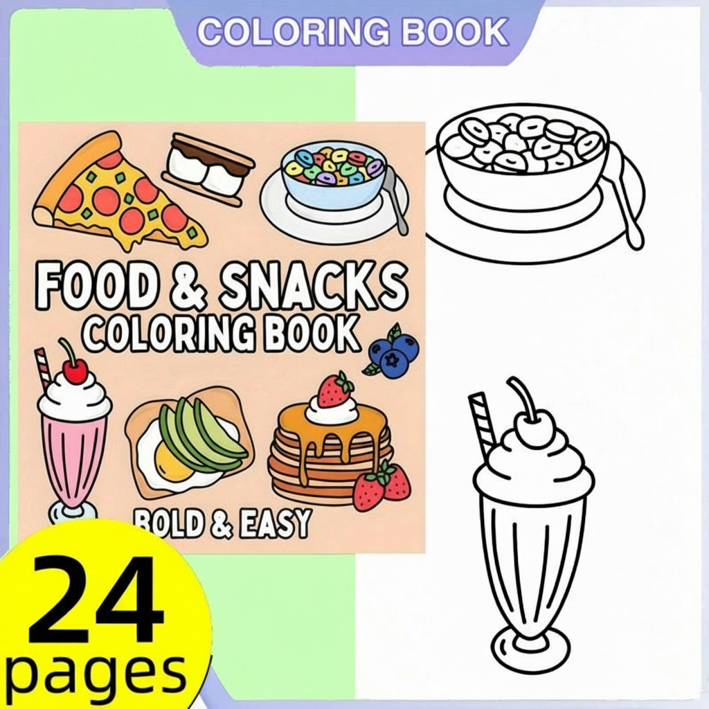 Nuevo Libro para Colorear con  - Food And Snacks Coloring Book reseña y precio