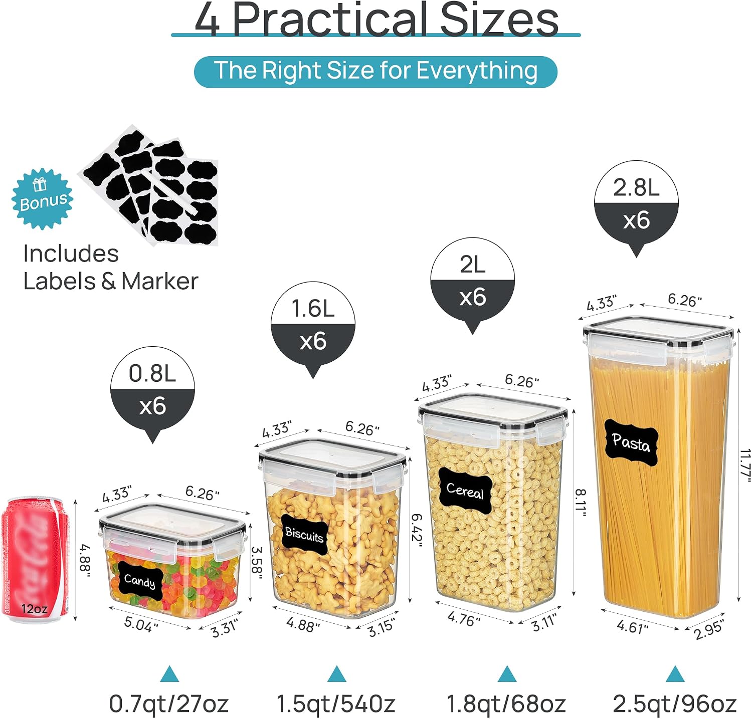 Contenedores herméticos para a - Snacks Food Labels reseña y precio