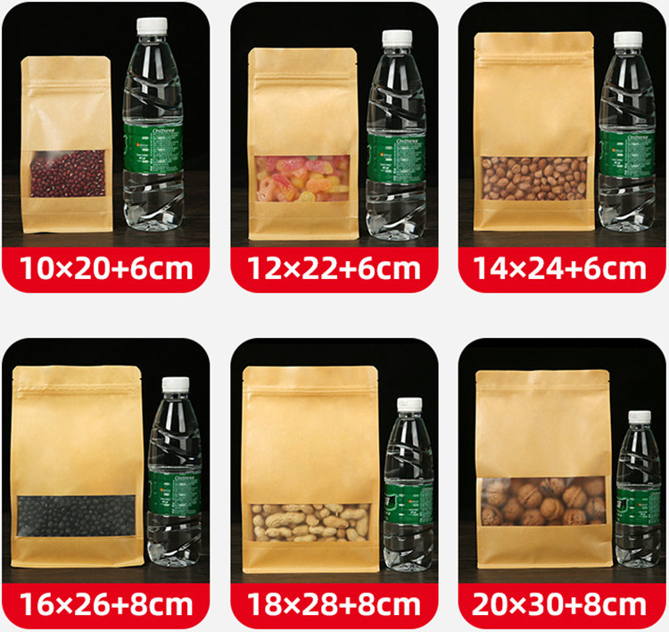 50 Bolsas de Papel Kraft 3D co - Food Snacks Logos reseña y precio