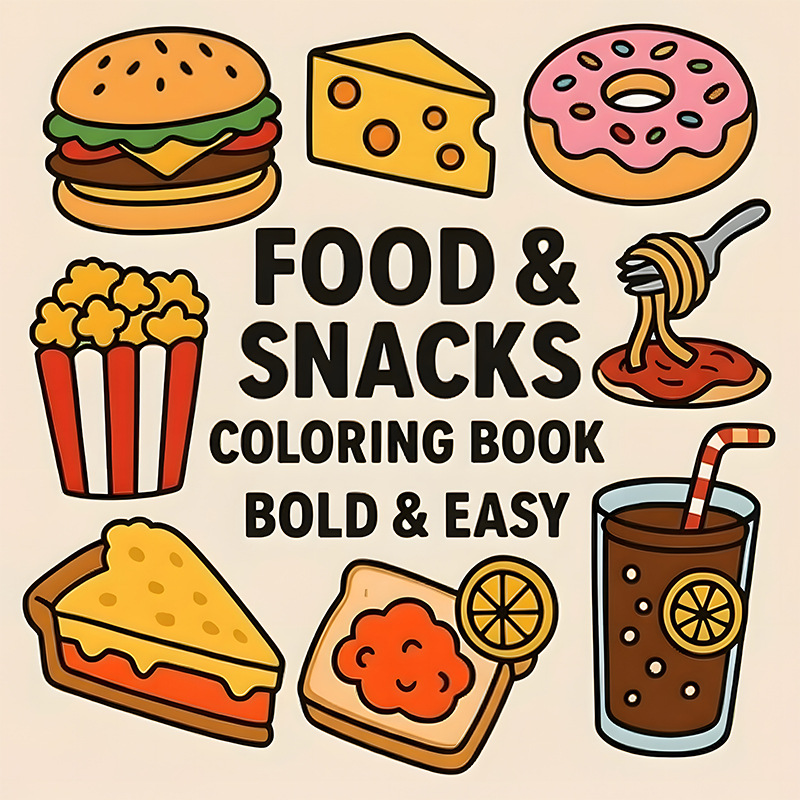 Libro de Colorear Temático de  - Food And Snacks Coloring Book reseña y precio
